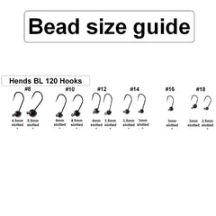Hends Barbless Jig Hooks BL 120 Bead size guide