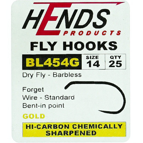 Hends Barbless Dry Fly Hooks BL 454G