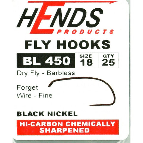 Hends BL 450 Barbless Dry Fly Hooks